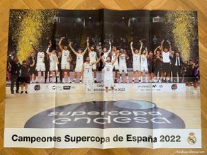 Colecionismo desportivo: CARTEL POSTER OFICIAL REAL MADRID CAMPEONES SUPERCOPA DE ESPAÑA 2022 BALONCESTO